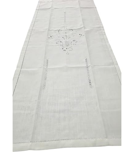 Tendine In Misto Lino Ricamate – 60x240 Cm – Bianco – Coppia – Euroricami Viterbo