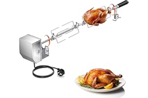 Yapasopu Universal asador Giratorio Barbacoa 3X Pinchos, Agujas y Motor de Acero Inoxidable Longitud Ajustable 56-134cm 3RPM Parrilla Barbacoa giratoria