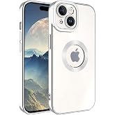 KZY İletişim Apple iPhone 15 ile uyumlu Kapak ile uyumlu Yanları Renkli Lens Korumalı Logo G&ouml;steren Şeffaf Luxury Silikon Kıl