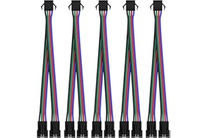 BTF-LIGHTING 5 PCS JST SM 4PIN V Shape 1 to 2 Connectors for 4 Pin SMD WS2801 WS2805 WS2813 WS2815 SK9822 TM1934 APA102 IC Addressable LED Strip Female Male 15CM 22AWG Wire