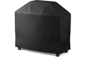 F Fellie Cover Grill Abdeckhaube 163 x 61 x 122cm Gasgrill Abdeckung BBQ Cover Schutzhaube Polyester 600D mit Kordelzug Klettverschluss Wasserdicht Wetterfest Rechteckig Schwarz