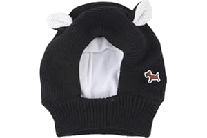 SUXGUMOE Gestrickte Hundemützen, Winter Haustier Hund Ohrenschützer Ohrenwärmer Abdeckungen Lärmschutz Hundekopf Wrap Kaninchen Kostüm Ruhige Ohren für mittelgroße Hunde Katzen (SCHWARZ)