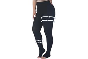 AMZAM Plus Size 5XL Compression Pantyhose for Women Men, 15-20 mmHg Graduated Compression Tights, Opaque Toeless Compression Stockings Waist High Support Tights for Swelling, DVT,Pregnant, Teacher, Doctor