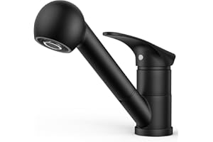 FORIOUS Robinet Cuisine Noir, Mitigeur Cuisine avec Douchette Acier Inoxydable, Monocommande, Monolevier Pivotant À 360° pour 1 Trou