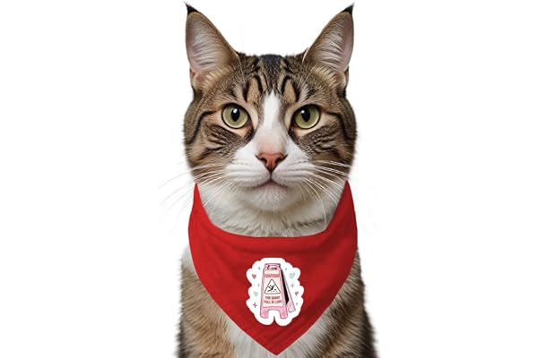 Ruse Caution You Might Fall in Love Printed Cat Bandana with Anti Chafing Elastic. (Red/Small)