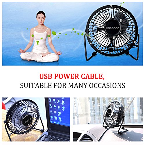 Mini Ventilator mit USB, Ubegood Mini USB Ventilator desktop Lüfter Mini Fan [360 ° frei einstellbar] Metall USB Ventilator mit An/Aus-Schalter für Die Laptop, Netbook, Computer, mobile power etc – Schwarz - 4