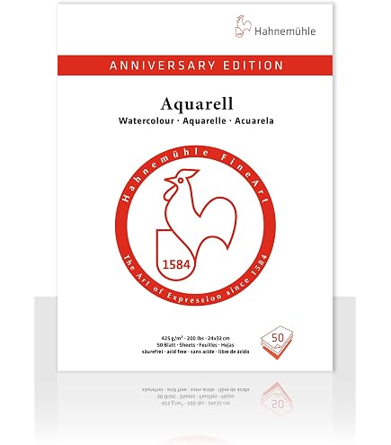 Bloc De Papier Aquarelle Hahnemühle Torchon - 275 G/m², 20 Feuilles 17x24 Cm | Papier Grain Torchon Pour Aquarelle, Acrylique