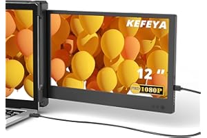 KEFEYA Laptop Screen Extender,12" Full HD IPS Display Portable Monitor for Laptop, Dual Monitor,Compatible with 13-16.5 Inch Windows, Chrome & Mac