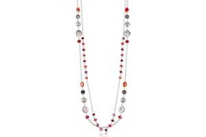 FULU AUTUMN Collier Long en Argent pour Femme Collier Élégance à Double Pendentif en Perles de Cristal Bijou de Mode Cadeau pour Femmes