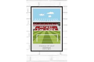 Hewson's Gifts Sunderland United Football Stadium Print - Regalo para fanáticos del fútbol - Regalo para papá, hermano, hijo - Impresión de estadio (Sunderland United tamaño A4)