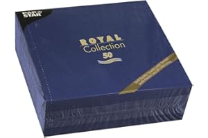 ‎PAPSTAR Papstar Servietten / Tissueservietten dunkelblau "Royal Collection" 40 x 40 cm, 1/4-Falz, gut geeignet für Haushalt, Gastronomie oder Partys, FSC-Zertifikat, #11605, 1 X 50er Pack