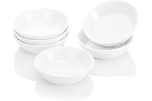 MALACASA 6pcs Bols à Sauce Tapas en Porcelaine Coupelle à Dessert 10 * 10 * 2.8cm 120cc Blanc Ivoire Service Ramequin Série Ramekin.Dish