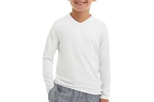 Haloumoning Jungen V-Ausschnitt UV Shirt UPF 50+ Kinder Schnelltrocknend V-Neck Langarmshirt Weich Einfarbig T-Shirt Langarm