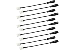 LitaElek 10pcs Connecteur DC à 2 Broches Connecteur à Bande LED avec Adaptateur 5,5mm x 2,1mm pour 8mm de Large SMD 3528 2835 Ruban LED de Monochrome LED Strip de Couleur Unique, 15.5cm Long