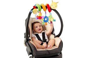 jojofuny Juguete Espiral para Cochecito Y Asiento De Coche con Sonajero Ligero Y Seguro para Bebés 19.7 Pulgadas para Desarrollo Sensorial Y Exploración En Casa Y Paseos