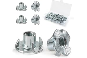 FOMGIIN Tuerca en T de 4 Puntas M6 X 9 mm, 50 Pieza Tuerca de Cuatro Puntos, Tuercas de Accionamiento, T Tuerca de Acero Carbono, Adecuado para Muebles de Madera, Construcción, Embutir Madera