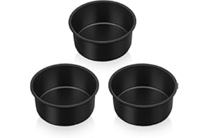 Herogo Lot de 3 petits moules à gâteau ronds antiadhésifs en acier inoxydable pour gâteaux d'anniversaire, mariage, noyau en acier inoxydable et revêtement non toxique, design monobloc et 5 cm de