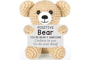 ZYJBD Lustige Positive Geschenke,Handgemachte Gehäkelt Kuscheltier,Inspirierende Mutmacher Deko,Motivationsgeschenke für Frauen Männer,Geburtstagsgeschenk Glücksbringer Partydekoration (Kleiner Bär)