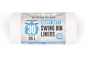 Ecobag 30 sacchi per la spazzatura pesanti bianchi EcoBag, 55 litri, (225)
