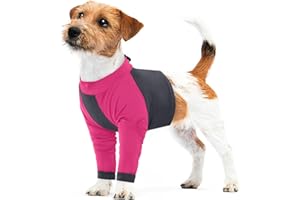 LeLePet Dog Recovery Suit for Front Legs, Dog Surgery Recovery Suit Female Male, Pet Leg Wound Protector After Surgery, Elbow Protector, Front Leg Sleeve to Prevent Licking, Rose Red M