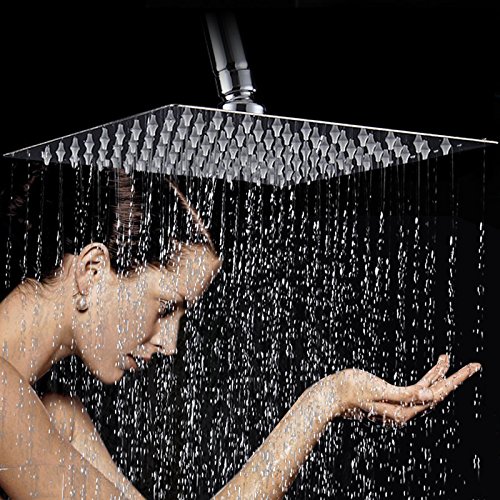 Kusun® 10″ Ultra Dünn Niederschlag Duschkopf Polierte SUS 304 Edelstahl Fixed Mount Mit Drehbaren G1/2 Metall Ball Stecker Quadratische DP10 - 8