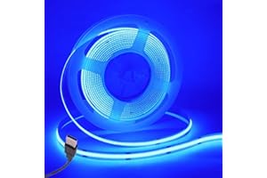 Wisada COB LED Strip 3 m, Indoor Non-Waterproof USB Flexible COB LED Light Strip, DC 5 V 320 LEDs/m Blue FCOB LED Strip for Cabinet Lighting, Bedroom, Bar, Stage, Christmas Party