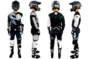 JLP RACING Tenue Enfant Moto Cross Quad Enduro VTT BMX MTB Noir Gris Blanc Taille 24 US 7 8 Ans