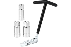 QWORK® T-Handle Spark Plug Socket Wrench Set, Spark Plug Removal Tool, 45# Steel, 16mm/18mm/21mm