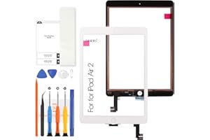 Arbilato Display für iPad Air 2 9,7 Zoll A1566 A1567 Touchscreen für iPad Air 2. Generation, Digitalisierer, Glas, Sensoren, Ersatz-Set (weiß)