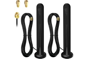 GREATZER 2 x WiFi Antenna 5G 4G SMA Antenna 15DBI Omni-Directional Antenna SMA Pin/Hole Adapter Magnetic Base Mimo LTE Antenna with 3M Cable,for Indoor Outdoor 3G/4G/5G/GSM/GPRS Router Iot Gateway Smart Home