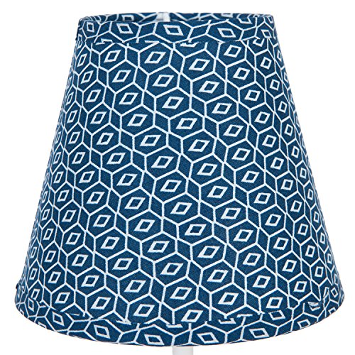 Clayre & Eef 6LAK0365 Lampenschirm Stoff blau gemustert ca. Ø 14 x 12 cm