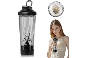 CALENXY 650ML Shaker Elektrisch Shaker mit Pulverfach, Eiweiß Shakers Flasche, ShakerProteinshake USB Wiederaufladbar Mixerbecher, Protein MixerShaker für Proteinshake und Milch ShakeBPA-frei (Schwarz)