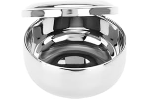 MOUMOUTEN Rasierer Herren,Edelstahldosen mit Deckel,RasierschaumschHerren Rasierschale Rasierseifenbox Behälter Geeignet für Rasierpinsel(10,5cm)