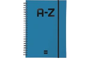 Finocam - Rubrica alfabetica a doppia spirale con chiusura a elastico | 48 fogli | Rubrica A5 alfabetica a doppia spirale - colore Magenta