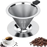 Vicloon Permanent Coffee Filter,Reusable Cone Coffee Drip Without Papers,Stainless Steel Double Mesh Pour Over Coffee Maker w