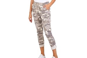 CRAZY FASHION Women's Italian Camouflage Army Printed High Waisted Magic Pants Casual Stretchy Joggers Lagenlook Style Ladies Trousers