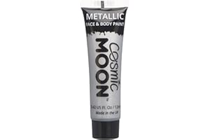 Cosmic Moon - Metallic Face Paint / Makeup for Face & Body - 12ml - Create Fascinating Metallic Face Paint Designs! - Contains: Silver