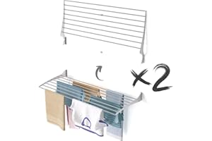 foxydry Fold, Tendedero de Pared Plegable, tendedero de Ropa Plegable y retráctil para Interiores y Exteriores, de Aluminio y Acero 116x50x57 cm (2X, 120 cm)