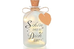 NEUFOOD LED Flaschenlicht mit Spruch Schön dass es Dich gibt,Dekoflaschen mit Korken geschenke für frauen,Freundin Lieblingsmensch Geburtstag Hochzeit Weihnachten