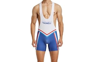 YUFEIDA Men's Sports Shirts Active Undershirts One Piece Boxer Singlet Wrestling Bodywear Active Base Layers Bodysuit