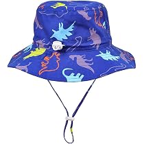 Cappellino A Secchiello Estivo Per Bambino Con Ricamo Dinosauro &ndash; Protezione UV E Tesa Larga