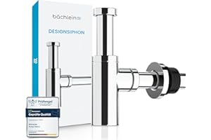 Bächlein Design Siphon Universal für Waschbecken & Waschtisch - Abflussgarnitur passgenau - Geruchsverschluss mit Reinigungsöffnung + Einbauanleitung - Designsiphon Ablaufgarnitur Röhrensiphon