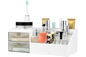 KDIMSU Make-up Organizer mit Schubladen, Schminktisch Cosmetic Organizer, Kunststoff Kosmetik Organizer, Große Kapazität Box für Kommode, Schlafzimmer, Badezimmer zum Speichern Kleiner Objekte