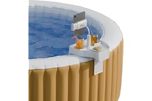 ECOPOOLTECH ECO POOLTECH 3 en 1 Réglable Plateau de Spa avec Porte-gobelet et Support de Téléphone, Adapté aux Piscines Gonflables Tablette de Spa, Accessoire pour Spa (Blanc)