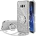 Produktbild Samsung galaxy S8 Hülle Glitzer Mädchen Silber,360 Grad Ständer und Trageband Silikon Diamant Glanz Kristall Strass Funkeln Bling Glitter Case Girl für Samsung galaxy Note 8