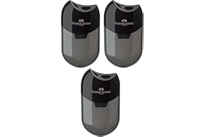 Faber-Castell 183500 Doppio temperamatite, di colore nero/trasparente, in set da 3 pezzi