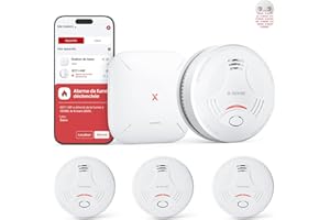 X-Sense Détecteur de Fumée Connecté avec Station SBS50, Alarme Incendie sans Fil Interconnectée, Système de Sécurité Maison, Compatible App X-Sense, SD11-MR31