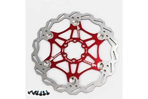 Newgoal Disco Freno a Disco per Bicicletta, 203mm Disco Freno per Bicicletta Mountain Bike Disco Freno flottante Blocco Centrale Accessori per Biciclette(Rosso 203mm)