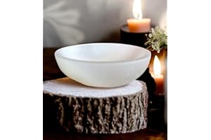 Pro Home Selenite Bowl Crystal Charging White Bowl Alter Cleansing Meditation Spiritual Energy Healing Round Dish Crystal Holder Tray Jewelry Decoration or Gift (14cm)