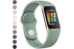 YLK Bracelet for Fitbit Charge 5 Wristband/Fitbit Charge 6 Wristband Women Men Improved Silicone Watch Strap Sport Adjustable Replacement Strap for Fitbit Charge 5 Wristbands / Charge 6 Wristbands